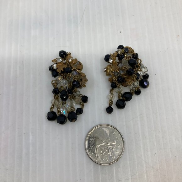 Vtg '50 ROBERT 2" dangle waterfall  crystal rhinestone weddding bridal earrings - Picture 2 of 4